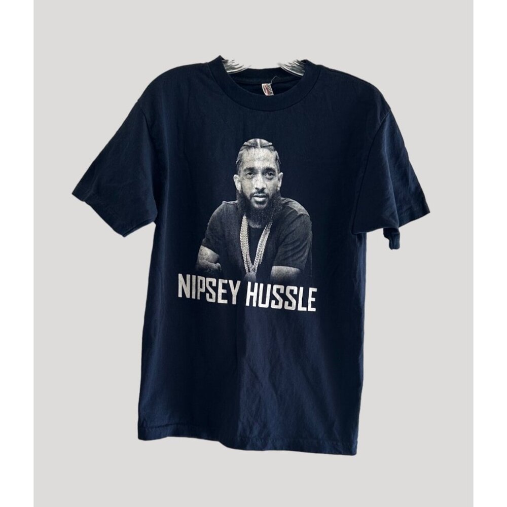 Nipsey Hussel by Alstyle Apparel Pay Homage Unisex Cotton T-Shirt Navy Size S